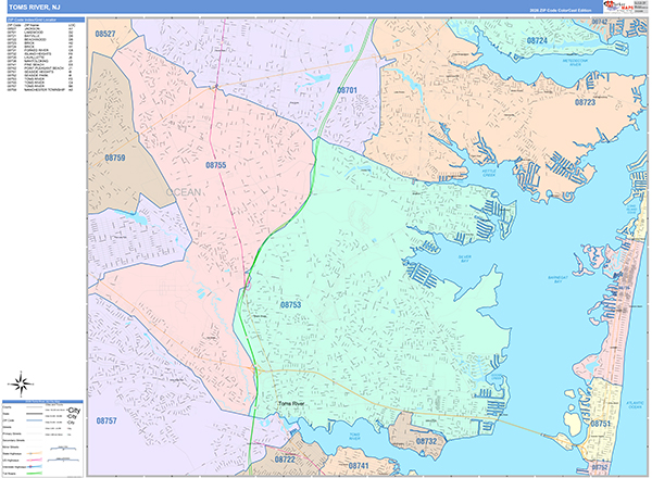 Toms River Wall Map